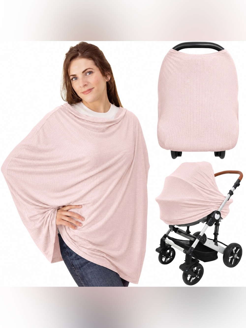 NEW Caden Lane Bamboo Multi-Use Nursing Car Seat Cover Pearl Pink